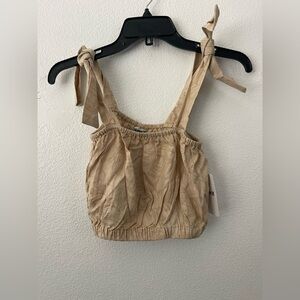 Hurley MACKENZIE BANDEAU MARSHMALLOW FRONDY Hawaiian Cropped Tank Tan Sz Small